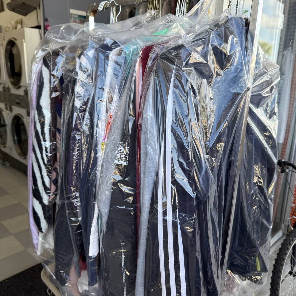 Bagged clothing ready to return